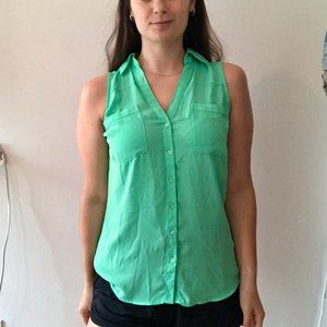 Green Tank Chiffon Blouse